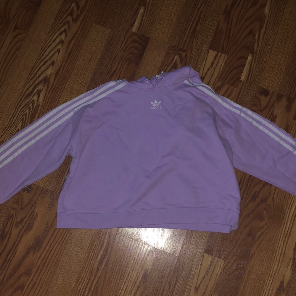 Purple cropped Adidas hoodie